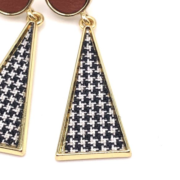 NWT Retro 70s Style Houndstooth Geometric Drop Earrings - Picture 7 of 9
